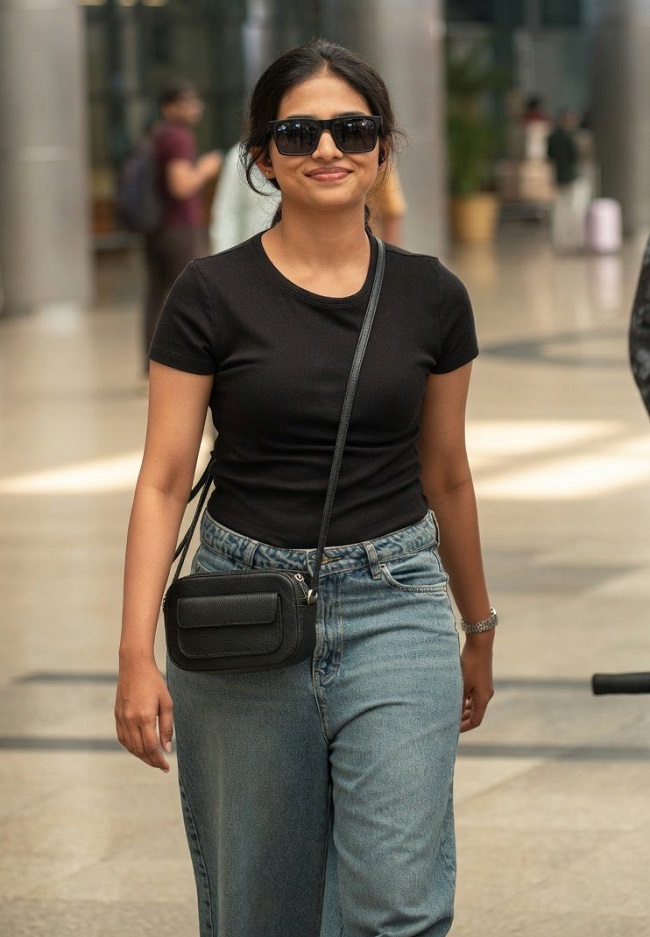 Mamitha Baiju Hyderabad Airport look