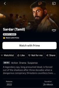 Sardar Prime Video